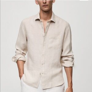MANGO 100% Linen Button Down